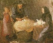Anna Ancher et far  klippes oil painting